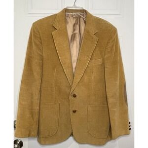 Vintage Gentry The Trimmer Fit 42R Tan Corduroy Elbow Patches Sports Coat Blazer